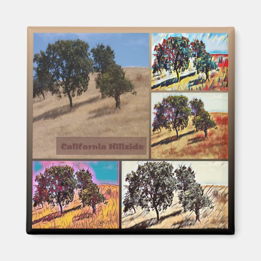 California Hillside Abstrakt Foto Collage 9979 Magnet (Vorne)