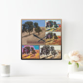 California Hillside Abstrakt Foto Collage 9979 Quadratische Wanduhr (Zuhause)