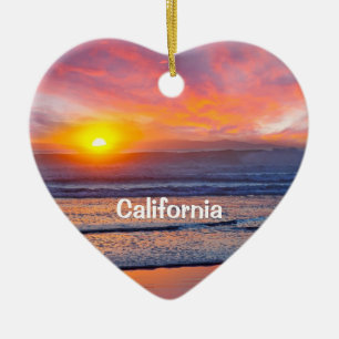 California Holiday Heart Keramikornament