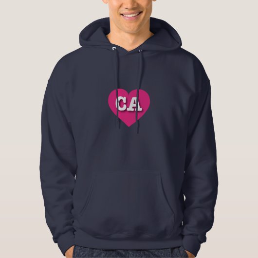 California Hot Pink Heart - I Liebe CA Hoodie (Vorderseite)