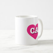 California Hot Pink Heart - I Liebe CA Kaffeetasse (VorderseiteRechts)