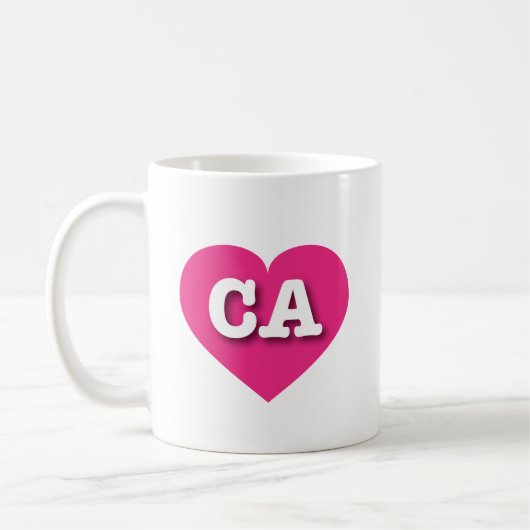 California Hot Pink Heart - I Liebe CA Kaffeetasse (Links)