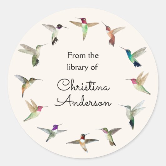 California Hummingbirds Book Plate Runder Aufkleber (Vorderseite)