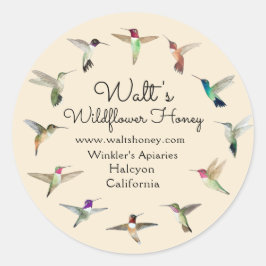 California Hummingbirds Product Label Runder Aufkleber