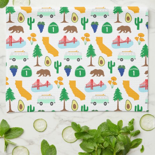 California Icons Geschirrtuch (Gefaltet)