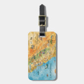California Illustrated Watercolor Map Art Gepäckanhänger (Vorderseite vertikal)