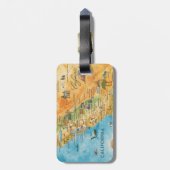 California Illustrated Watercolor Map Art Gepäckanhänger (Rückseite vertikal)