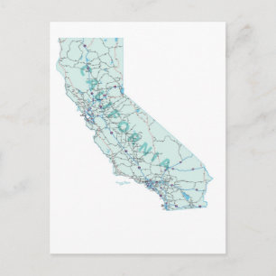 California Interstate Map Postcard Postkarte