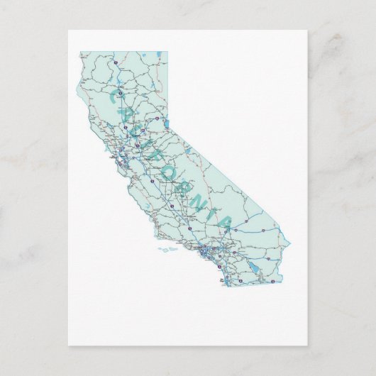 California Interstate Map Postcard Postkarte (Vorderseite)