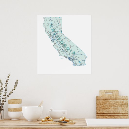 California Interstate Map Print Poster (Küche)