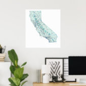 California Interstate Map Print Poster (Heimbüro)