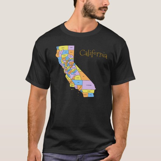 California Landkreis Map T-Shirt (Vorderseite)