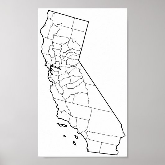 California Landkreises Leere Kontur Karte Poster (Vorne)