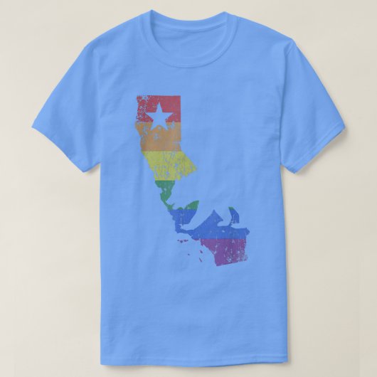 California LGBT Gay Pride Rainbow Flag T-Shirt (Design vorne)