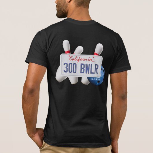 California License Plate 300 Bowler T-Shirt (Rückseite)