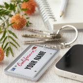 California License Plate (anpassbar) Schlüsselanhänger (Vorderseite rechts)