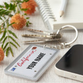 California License Plate (anpassbar) Schlüsselanhänger (Vorderseite rechts)