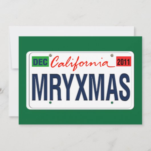 California License Plate Merry Xmas 2011 Einladung (Vorderseite)