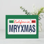 California License Plate Merry Xmas 2011 Einladung (Stehend Vorderseite)