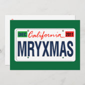 California License Plate Merry Xmas 2011 Einladung (Vorne/Hinten)