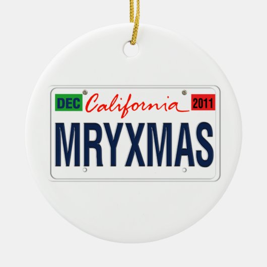California License Plate Merry Xmas 2011 Keramik Ornament (Vorne)
