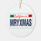 California License Plate Merry Xmas 2011 Keramik Ornament (Links)