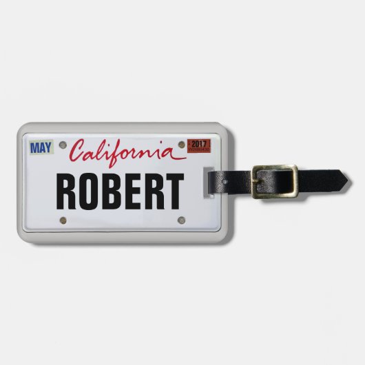 California License Plate mit Ihrem Namen Gepäckanhänger (Vorderseite horizontal)
