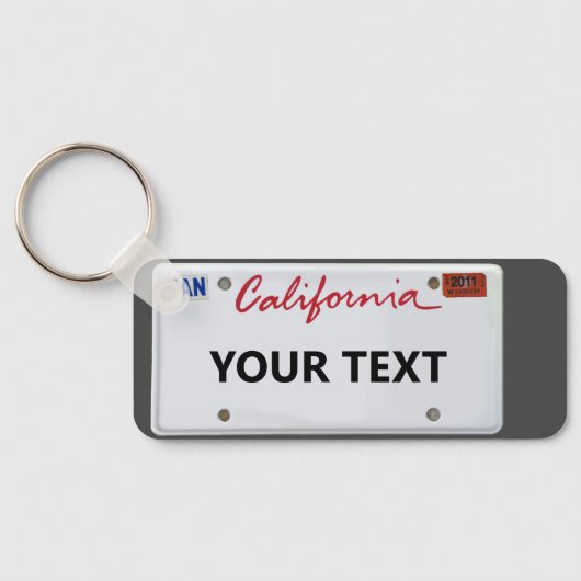 California LicensePlate mit Ihrem Text Schlüsselanhänger (Rückseite)