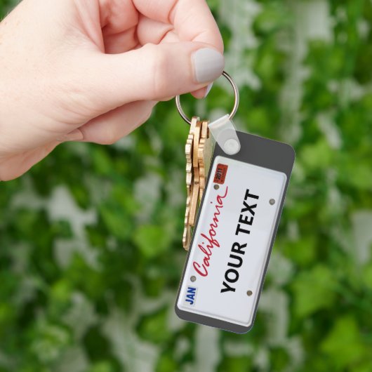 California LicensePlate mit Ihrem Text Schlüsselanhänger (Hand)