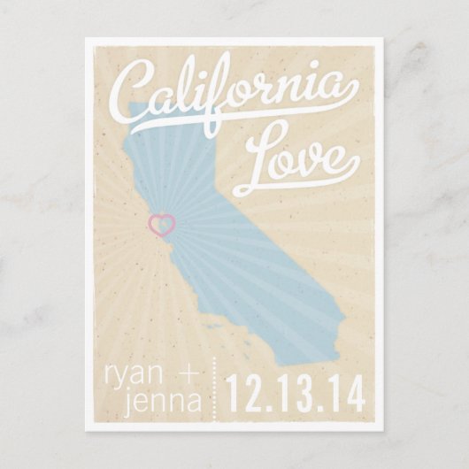 California Liebe Save the Date Postkarte (Vorderseite)