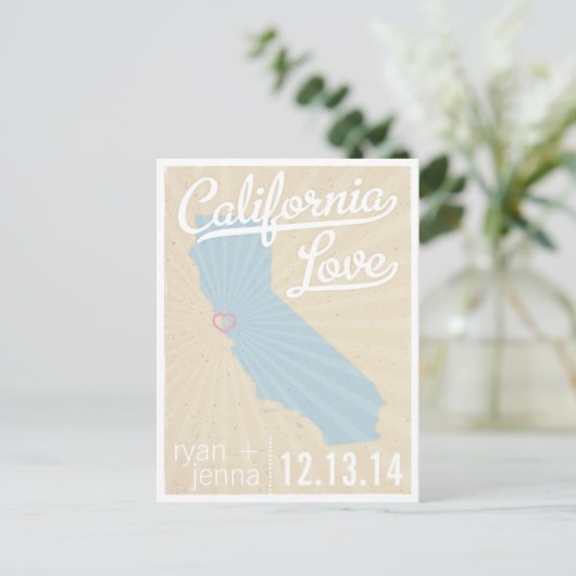 California Liebe Save the Date Postkarte (Stehend Vorderseite)