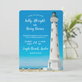 California Lighthouse Aruba Hochzeit in Urlaubsort Einladung (Stehend Vorderseite)