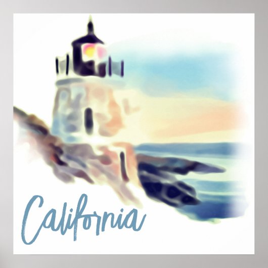 California Lighthouse Sunset Malerei Poster (Vorne)