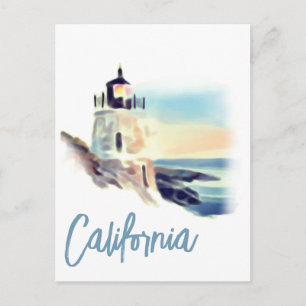 California Lighthouse Sunset Malerei Postkarte