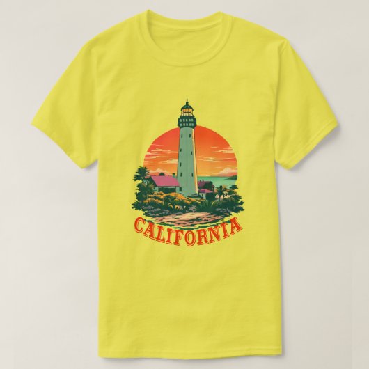 California Lighthouse Sunset View T-Shirt (Design vorne)