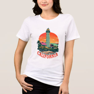 California Lighthouse Sunset View Tri-Blend Shirt