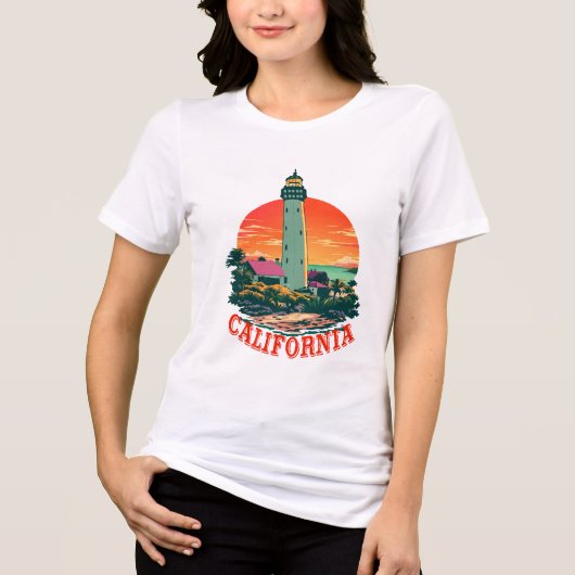 California Lighthouse Sunset View Tri-Blend Shirt (Vorderseite)