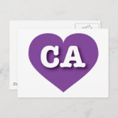 California Lila Heart - I Liebe CA Postkarte (Vorne/Hinten)