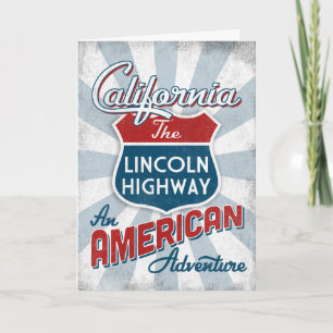 California Lincoln Highway Vintage Amerika Karte