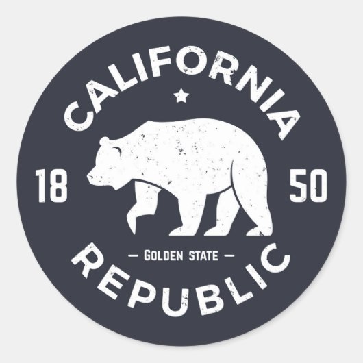 California-Logo | Der goldene Staat Runder Aufkleber (Vorderseite)