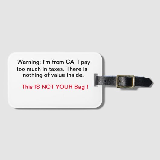 California Luggage Tag Gepäckanhänger (Vorderseite (Horizontal))