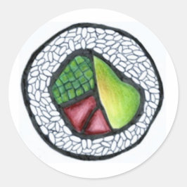 California Maki Roll Sushi japanische Küche Runder Aufkleber