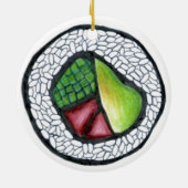 California Maki Sushi Roll japanisches Essen Keramik Ornament (Hinten)