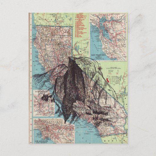 California Map Art Postkarte (Vorderseite)