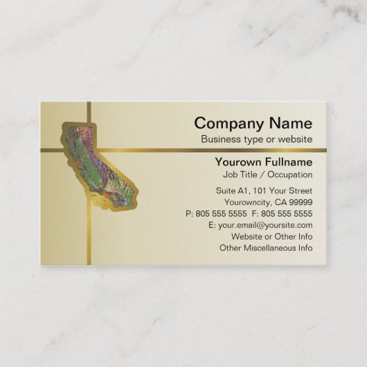 California Map Business Card Visitenkarte (Vorderseite)