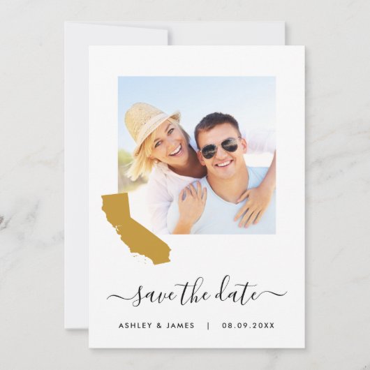 California Map Foto Wedding Save the Date Card (Vorderseite)