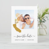 California Map Foto Wedding Save the Date Card (Stehend Vorderseite)