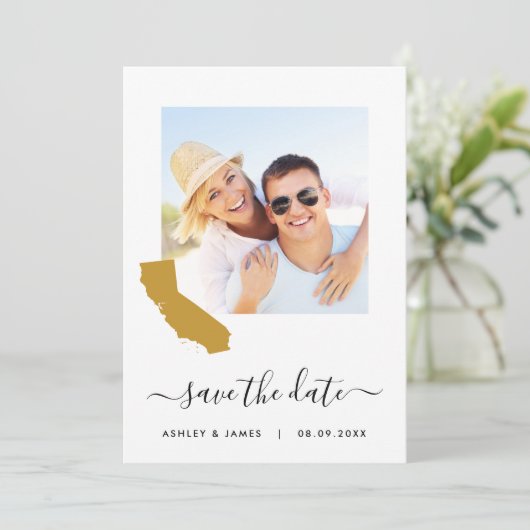 California Map Foto Wedding Save the Date Card (Stehend Vorderseite)