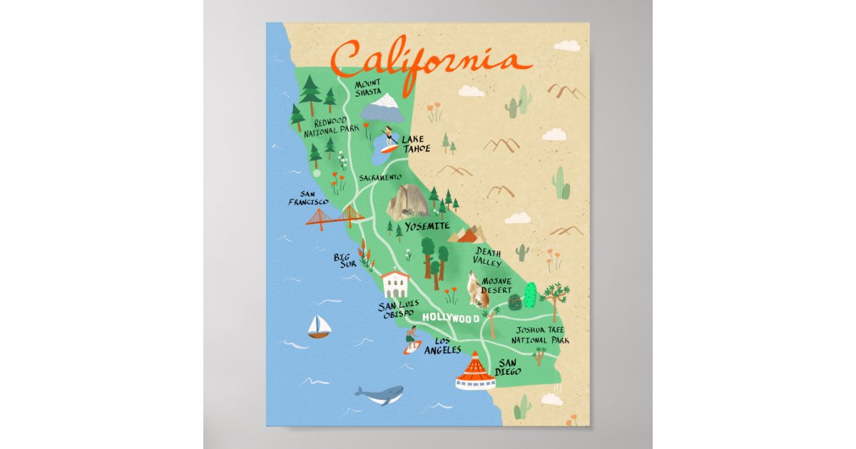 California Map Poster Zazzle.de