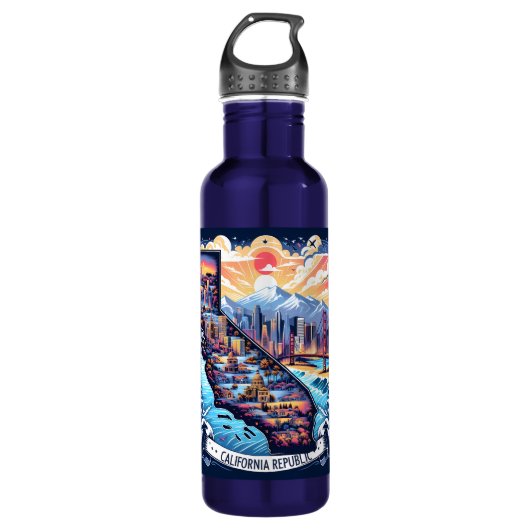 California Map Vector Art Edelstahlflasche (Vorderseite)